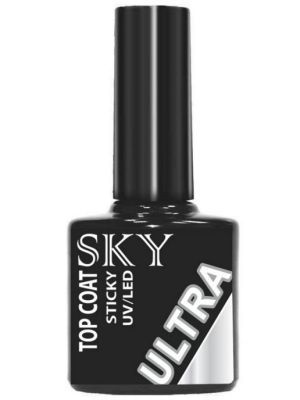 Покрытие верхнее SKY для гель-лака Top Coat Ultra 10мл c липким слоем Покрытие верхнее SKY для гель-лака Top Coat Ultra 10мл c липким слоем
